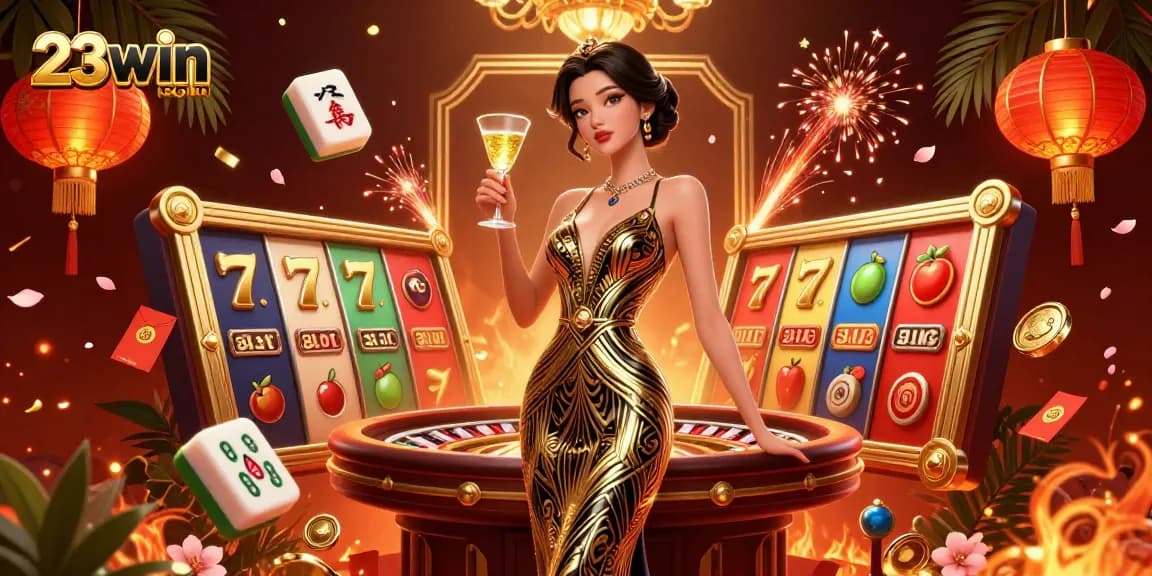 Play and Win Big at 23win com with colorful slot machines and classic casino elegance in an enchanting setting.
