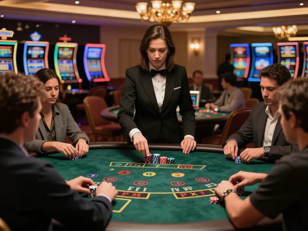 Players engaging at F168bet's live blackjack table, showcasing strategic gameplay in an elegant casino.