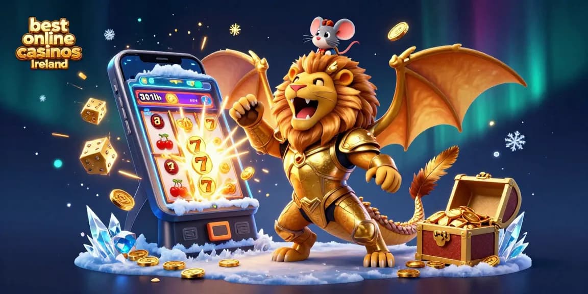Experience the thrill of the best online casinos Ireland with this vibrant 3D casino illustration.