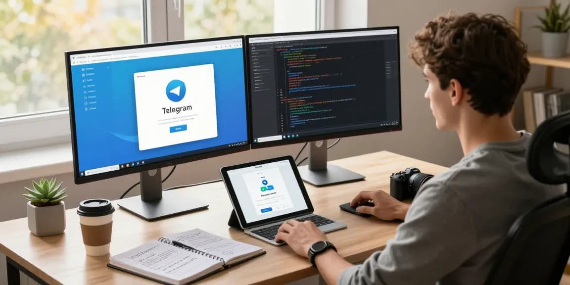 Discover the seamless Telegram Download experience in a modern coding workspace.