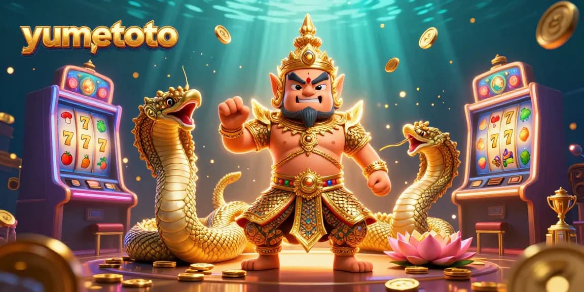 Experience thrilling wins at yumetoto with colorful slot machines and lively characters in a dynamic casino scene.