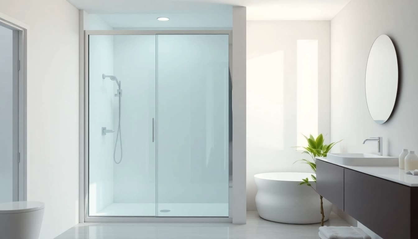 Stylish shower screen sliding door elegantly displayed in a modern bathroom setting.