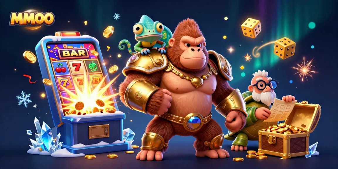 Win massive jackpots at MMOO with an engaging and colorful casino-themed illustration.