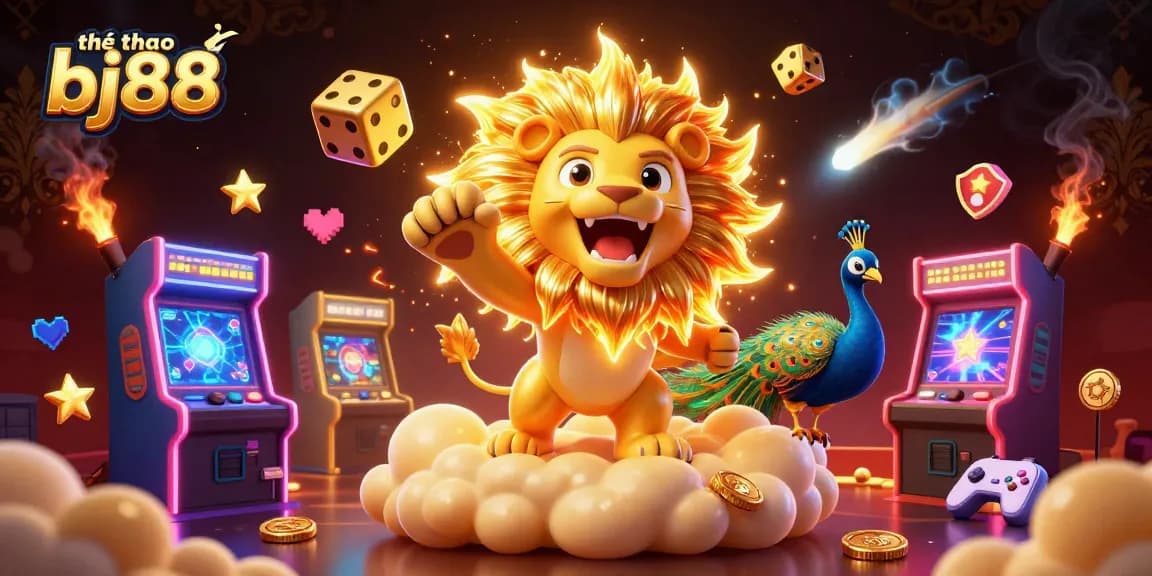 Engage with thể thao bj88 through colorful gaming elements and vibrant characters in a dynamic casino scene.
