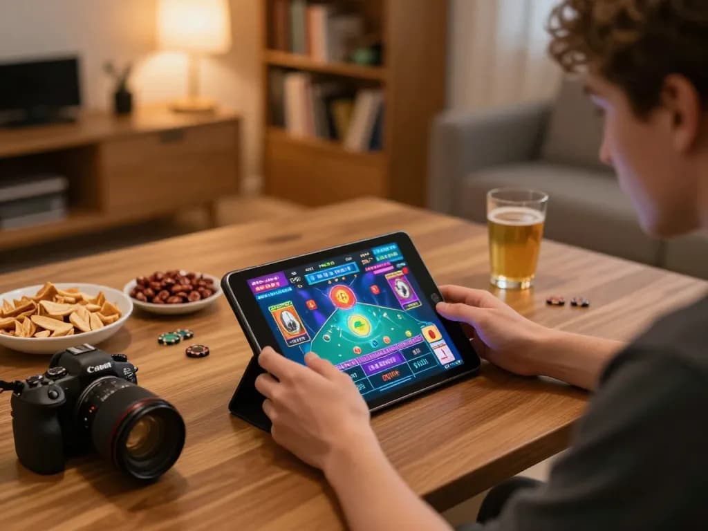 Engaging in online gaming on trang chủ lc88, with appealing interface and cozy living room setup