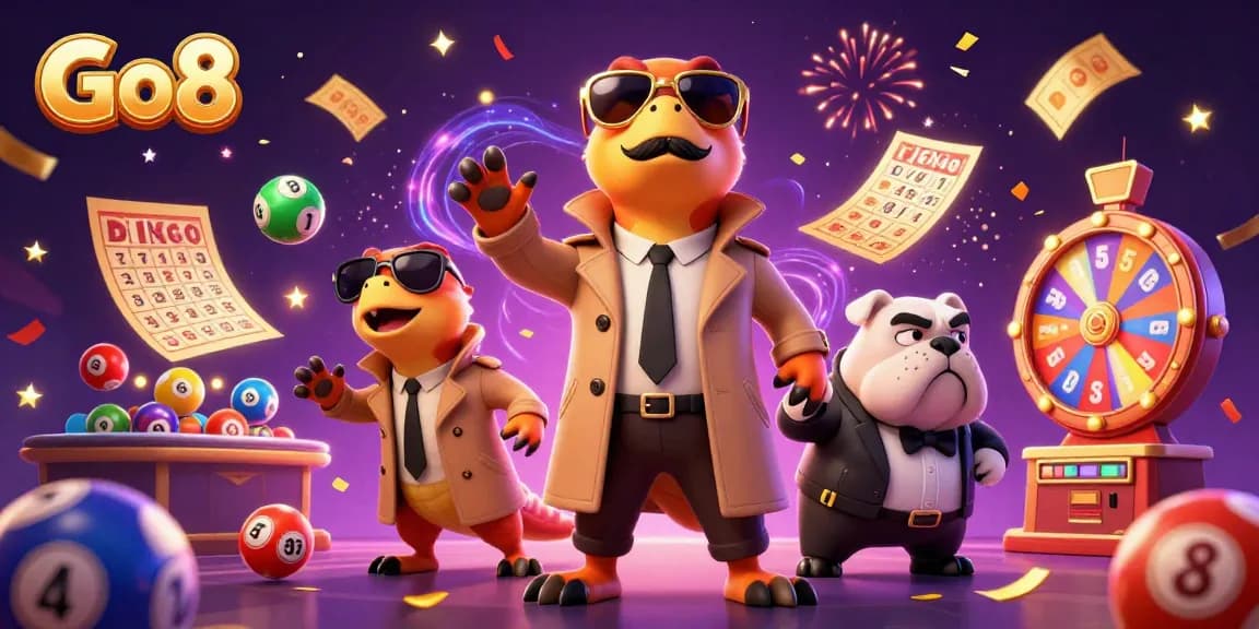 Experience Go8's vibrant casino scene with raptors in disguise and dynamic lottery elements.