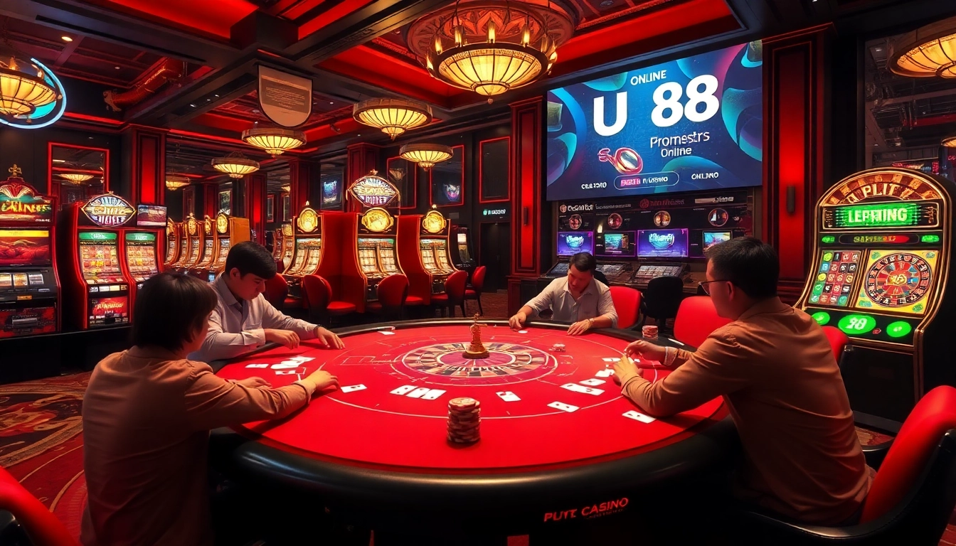 Players strategizing at a UU 88 poker table in a luxurious casino setting.
