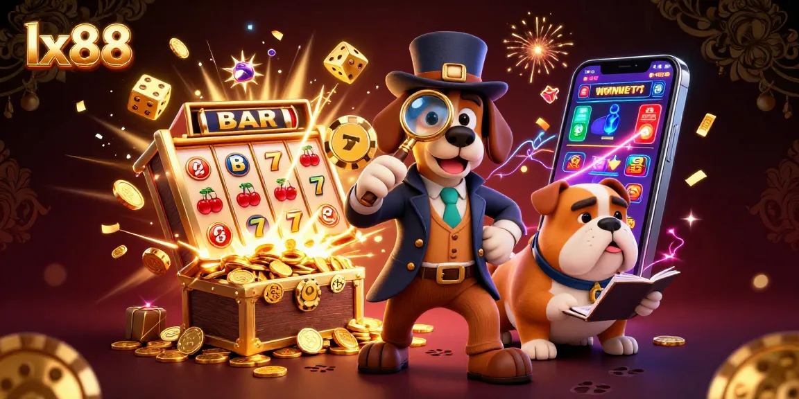 Engage with lx88 while a detective bloodhound discovers hidden treasures in a vibrant casino scene.