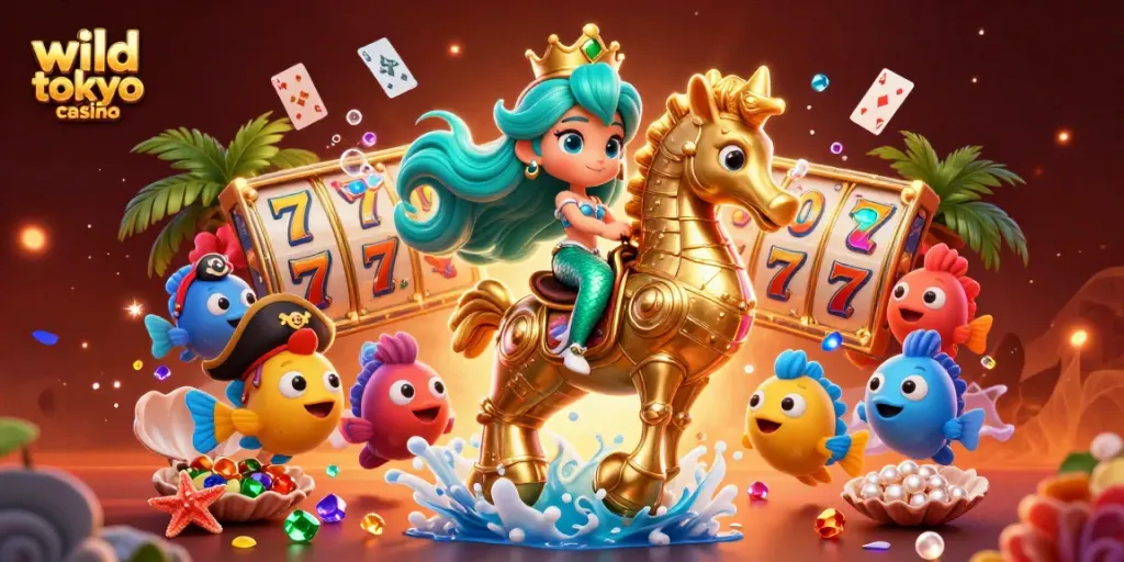 Experience the excitement of wild tokyo casino with colorful slot reels and vibrant characters.
