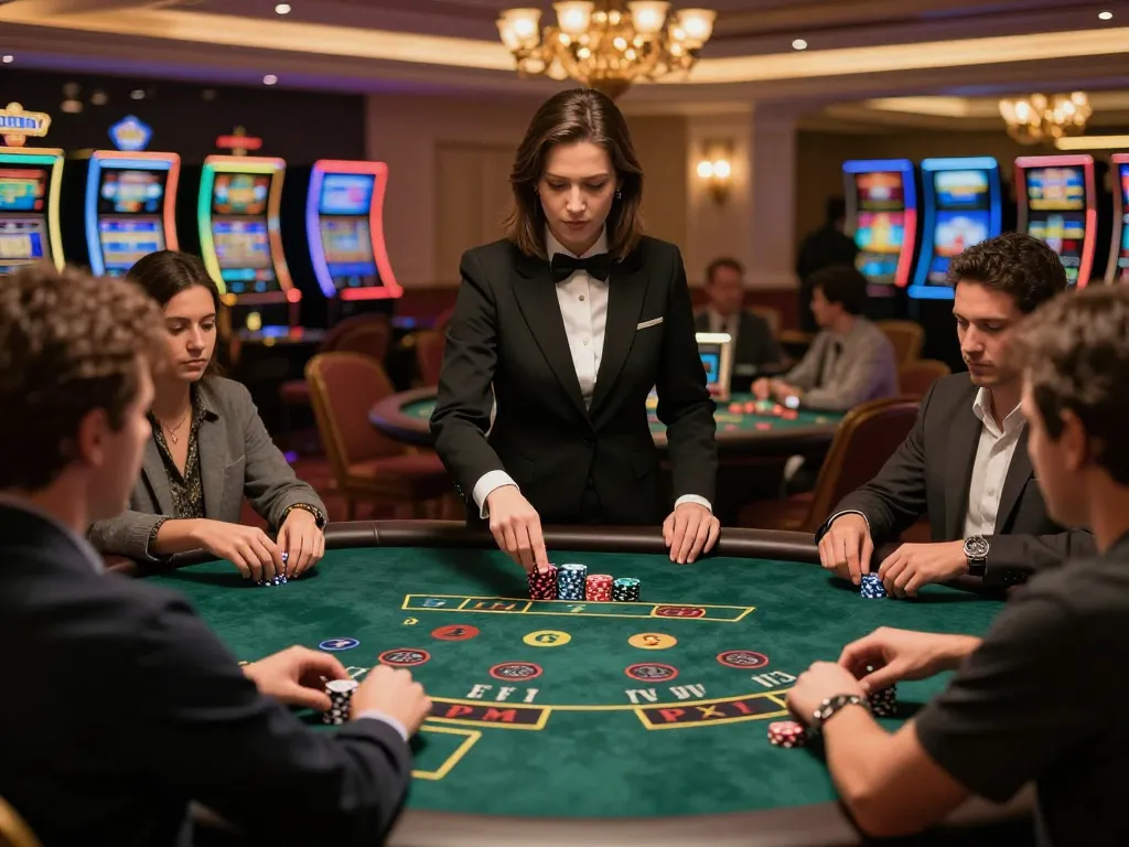 Players engaging at F168bet's live blackjack table, showcasing strategic gameplay in an elegant casino.