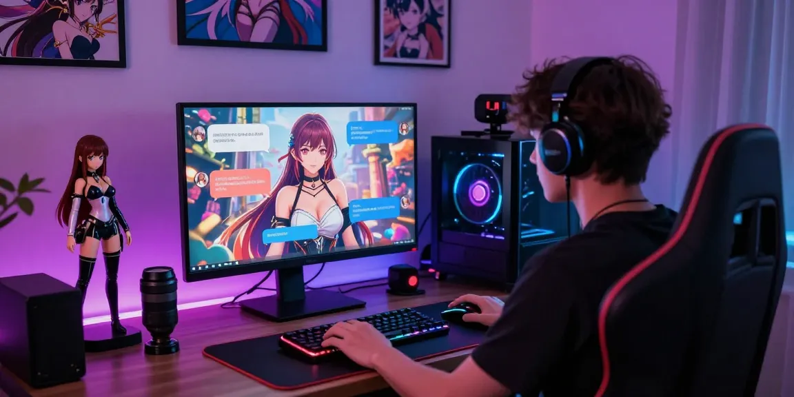 Engaging ai hentai chat experience with animated characters and interactive dialogue in vibrant digital workspace.