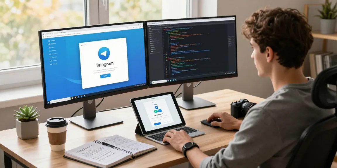 Discover the seamless Telegram Download experience in a modern coding workspace.