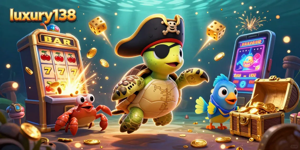 Engaging luxury138 gaming experience with animated characters and vibrant casino elements.