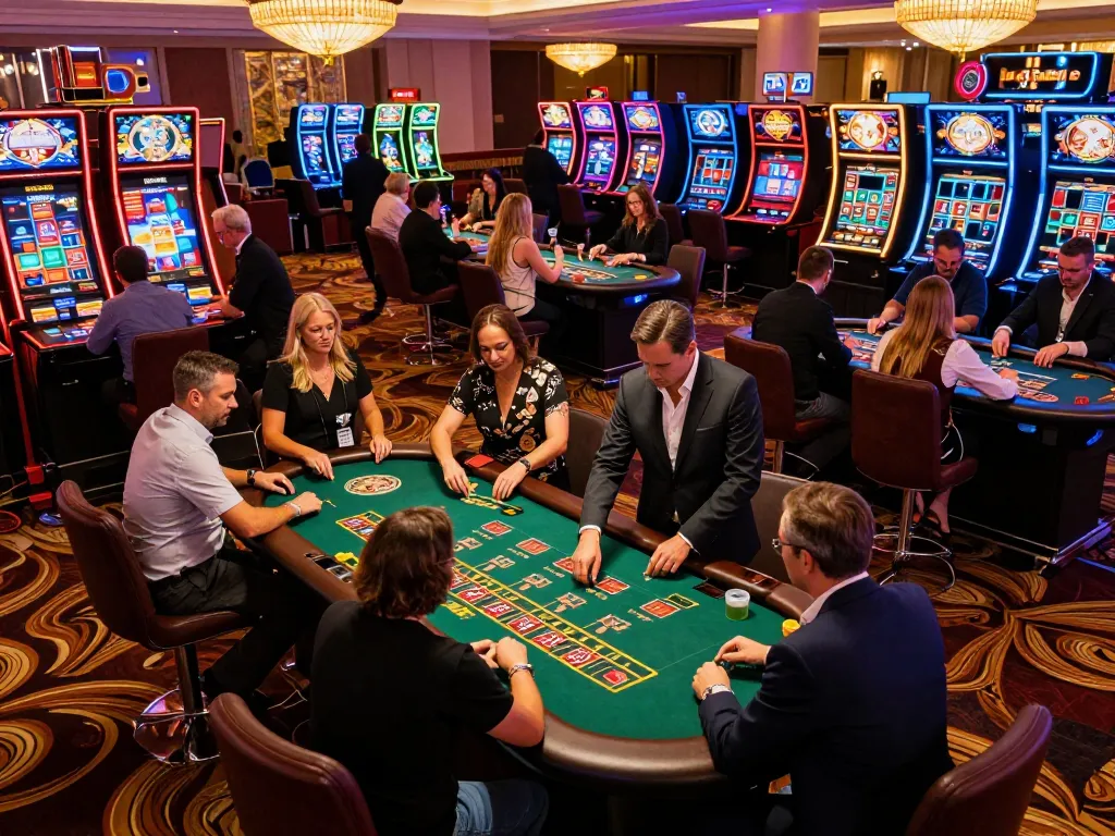 Engaging casino gameplay scene at https://nk88net.com/ with players enjoying blackjack and roulette.