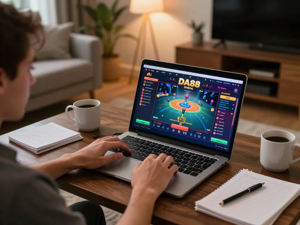 Engaging in DA88 online gambling from a cozy living room setup