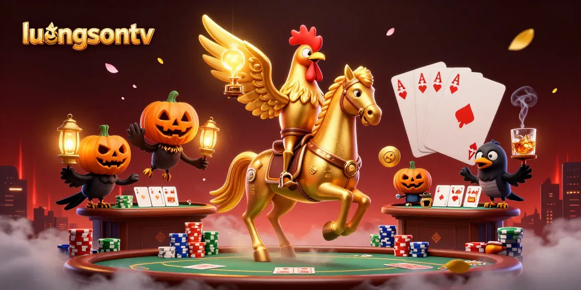Experience thrilling gameplay at luongsontv with a vibrant golden rooster in a spectacular casino backdrop.