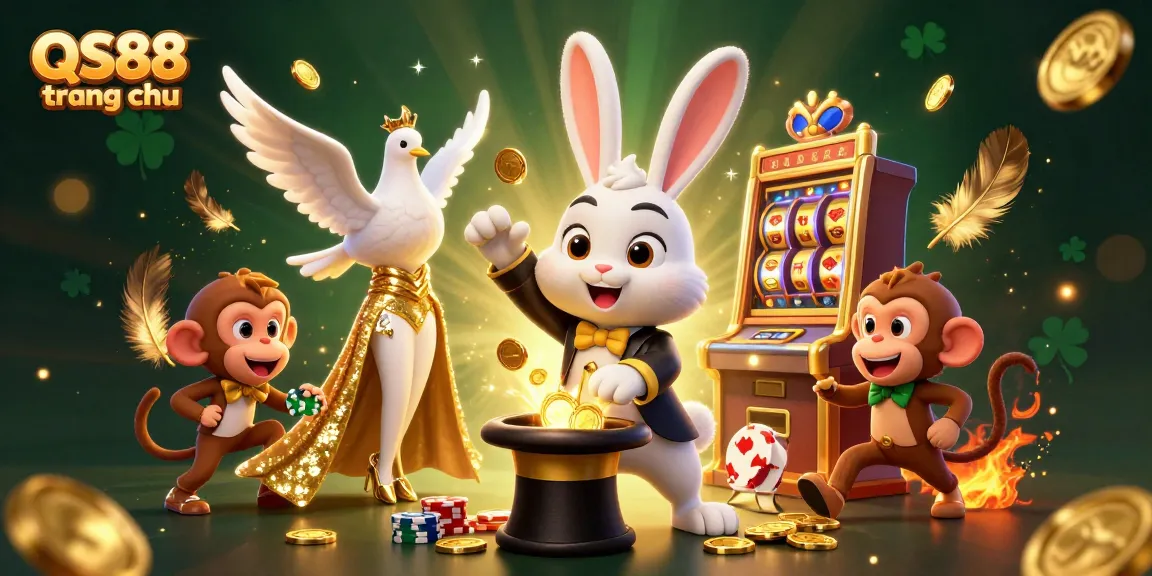 Experience the magic of gaming with QS88 trang chu, featuring vibrant characters and casino elements.