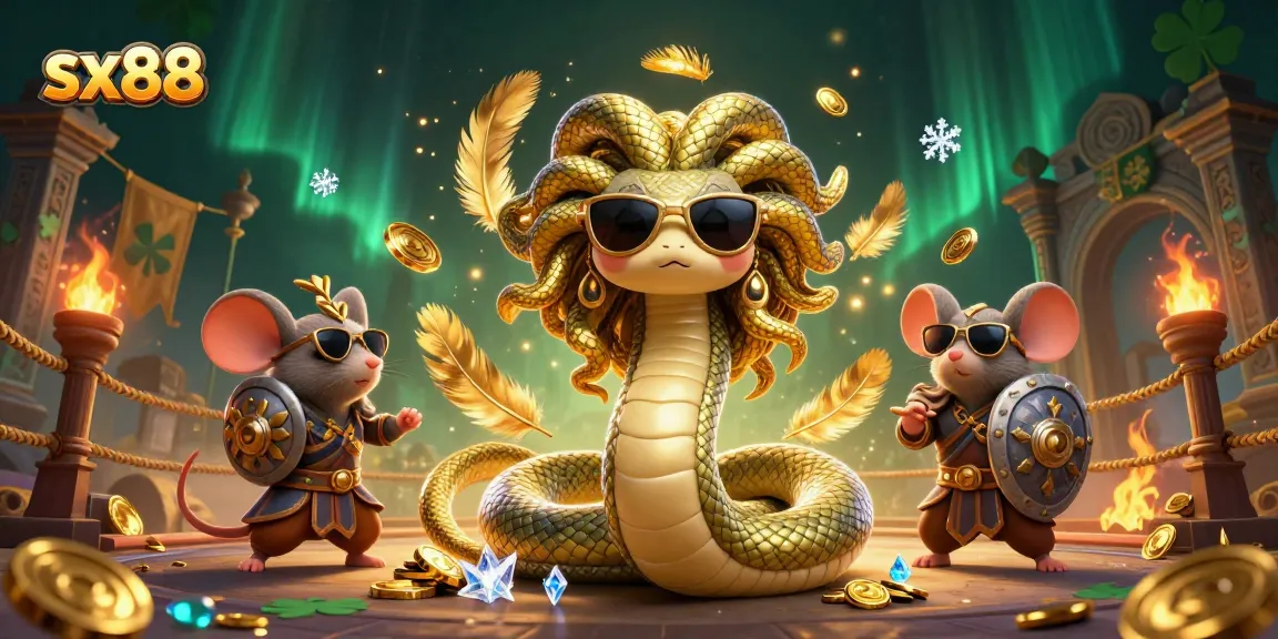 Play and win with sx88 at an exciting online casino illustrated with Medusa and a warrior.