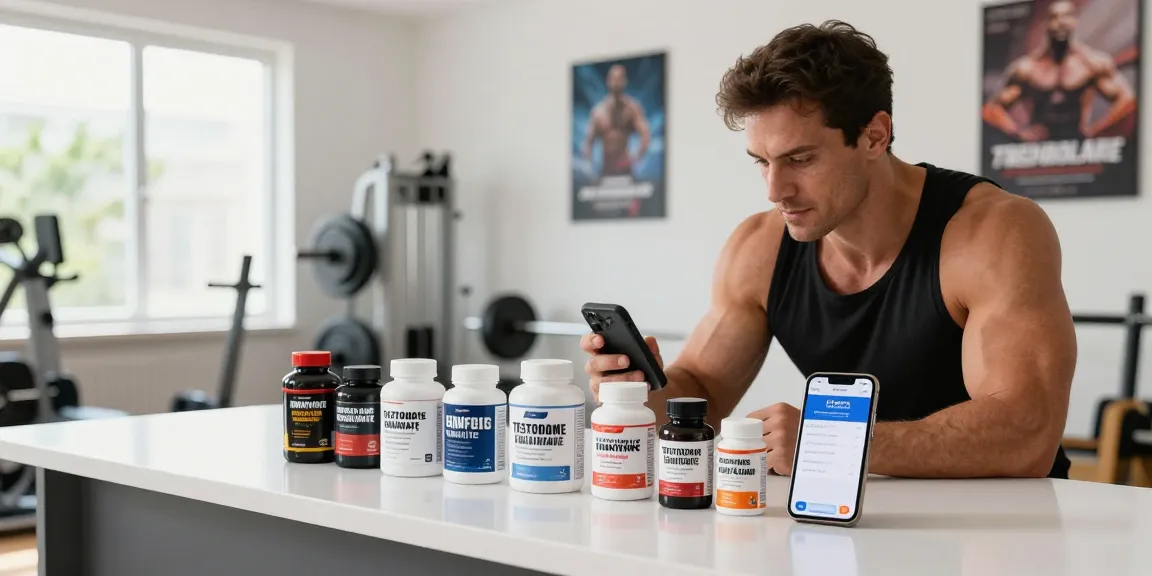 Steroide Boutique showcasing high-quality steroids with a focused athlete in a modern gym setting.