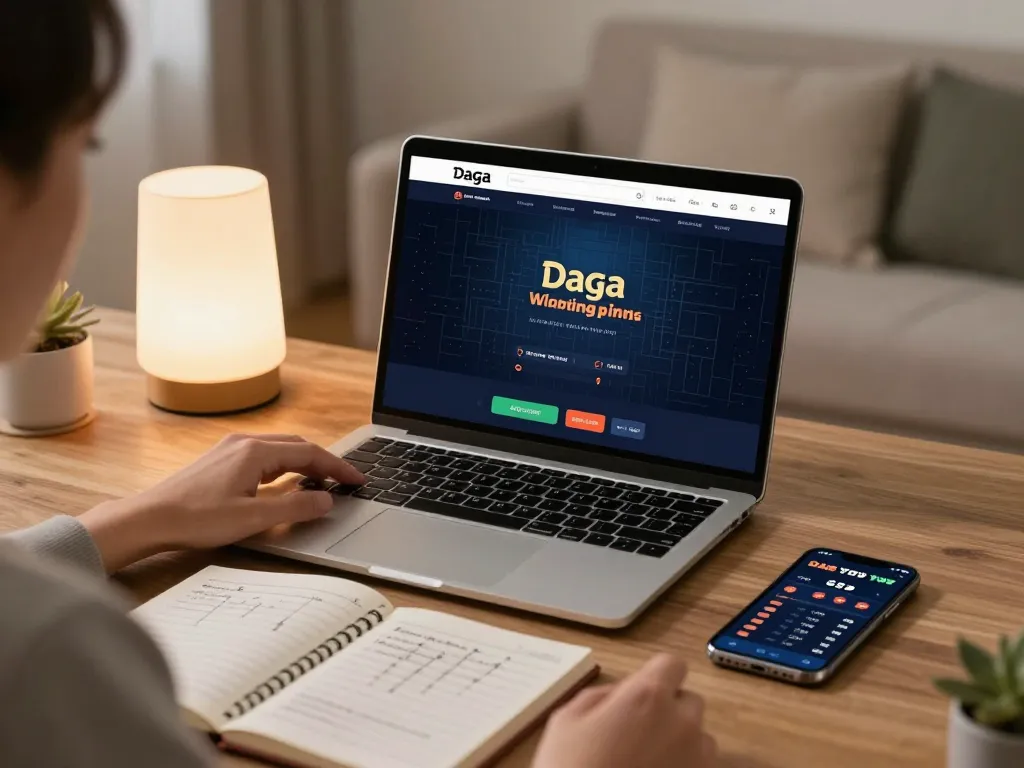 Daga betting platform in use on a laptop, showcasing responsible online gambling strategy.