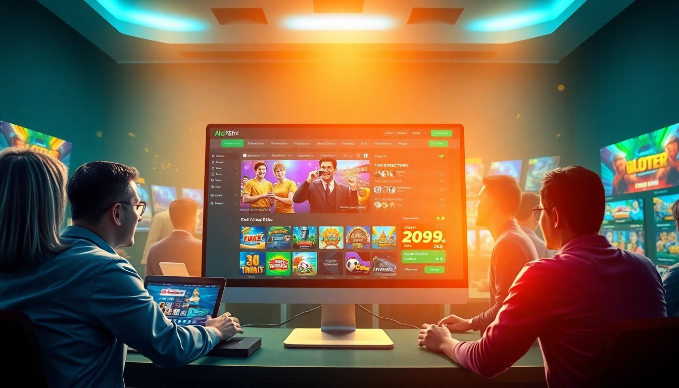 Engaging scene of users betting online with Alo789 Link interface on screen.