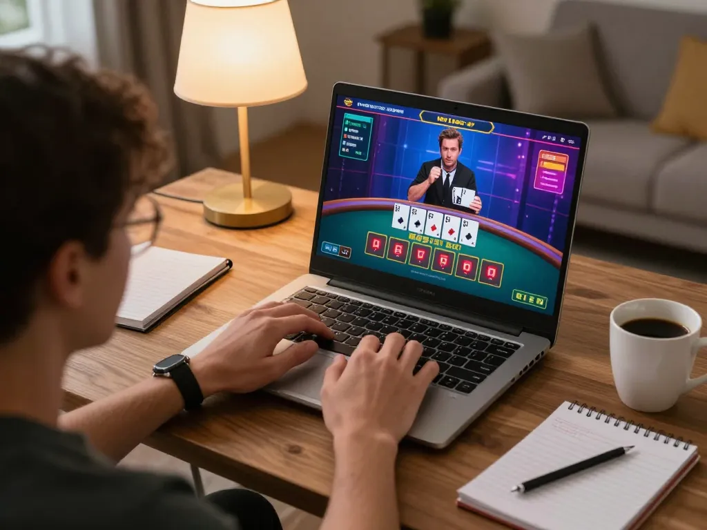 Engaging in live dealer blackjack online at https://f168.osaka/ in a cozy home setup.