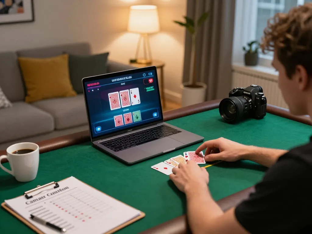 Engaging in online poker as liên hệ net88 highlights strategic gameplay in a cozy home setting