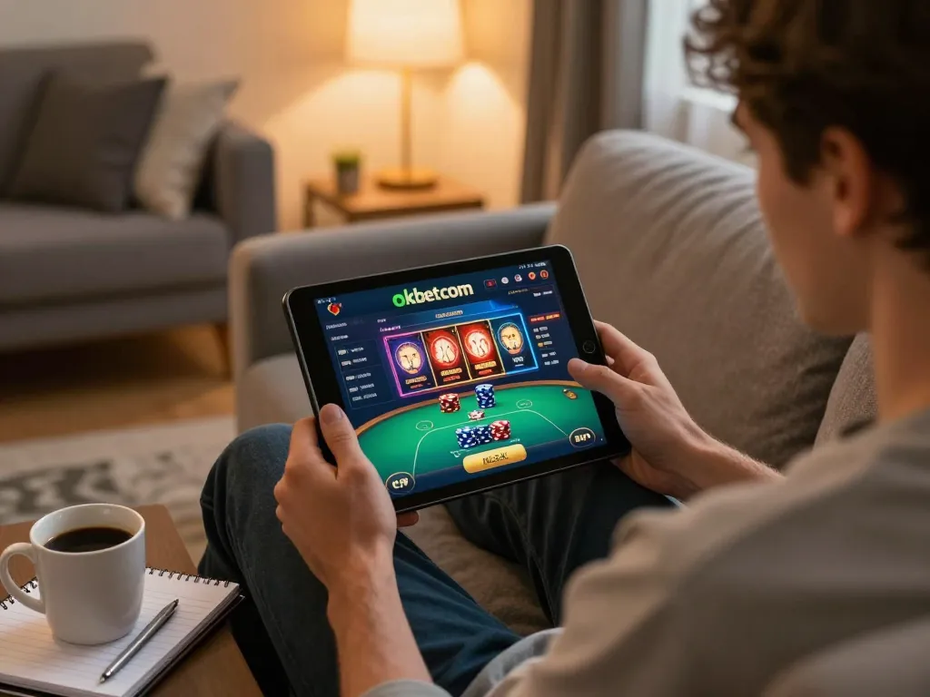 Player engaging in online casino games on oxbet com from a cozy home setting, highlighting responsible gaming.