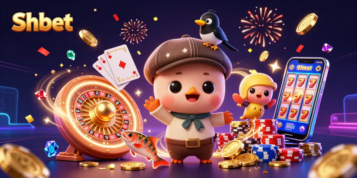 Experience the thrill of Shbet with an exciting casino scene featuring shimmering coins and animated characters.
