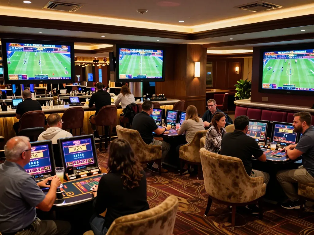 Savvy bettors strategizing their bets on soi keo nha cai in a lively casino setting.