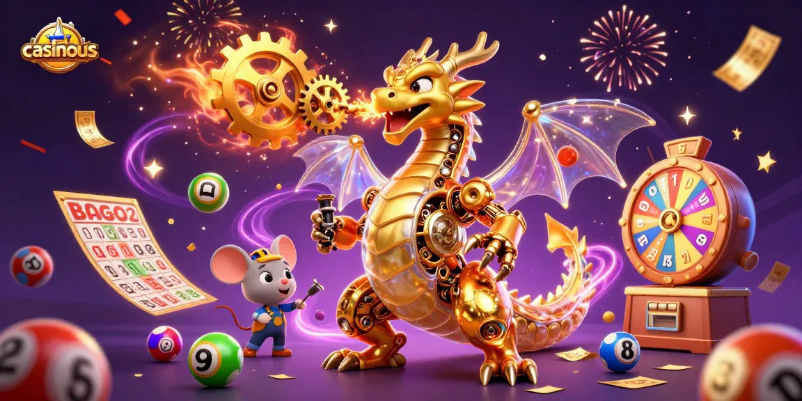 Experience thrilling moments at casinous with a golden dragon making money rain at a festive casino.