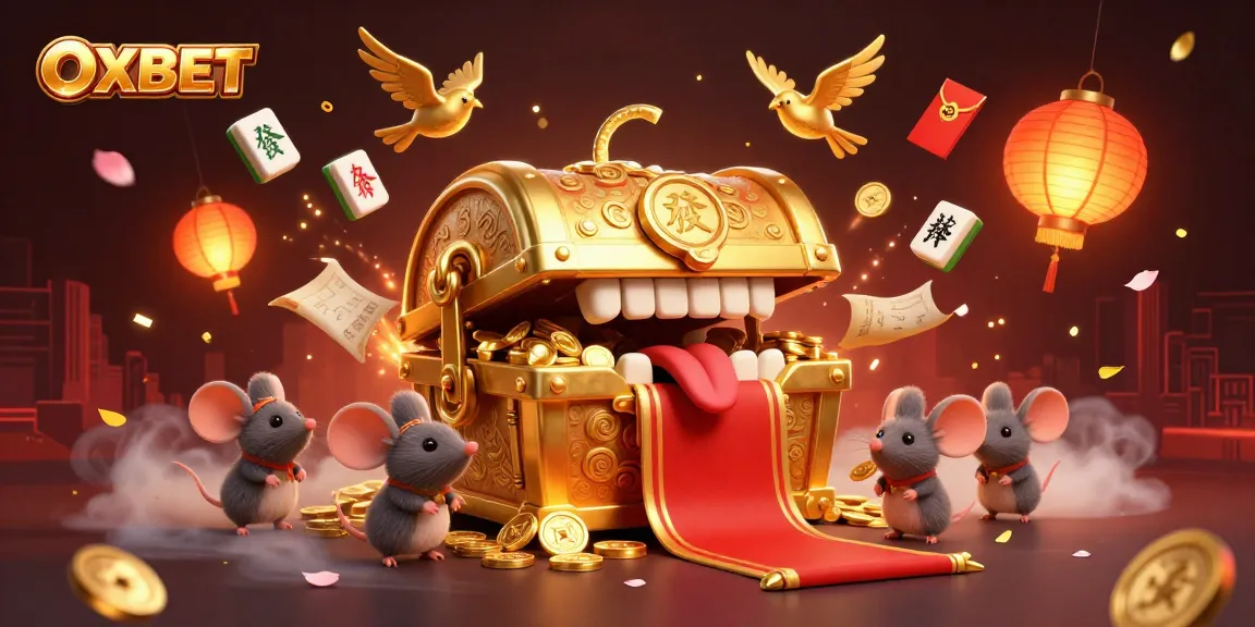 Experience OXBET's thrilling gaming world with a treasure chest luring players for big wins.