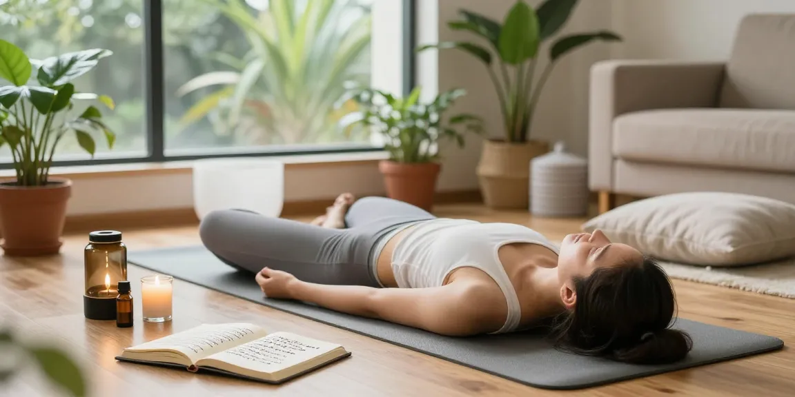 Individual practicing mindfulness meditation for rokok88 wellness in a tranquil home environment.