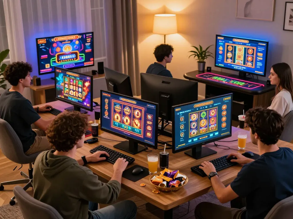 TT88 online gaming community enjoying exciting games in a vibrant home setting.